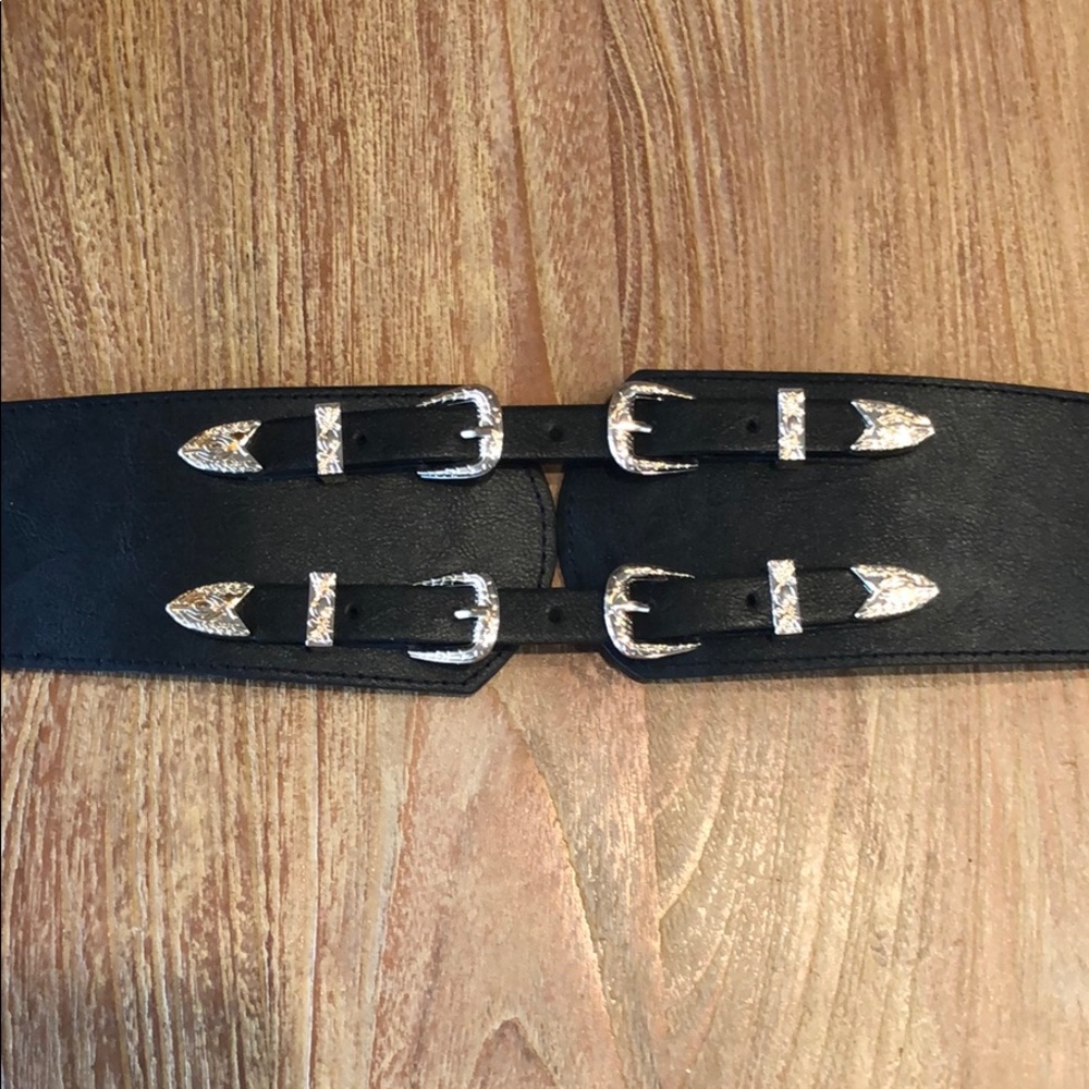 Lines pelle black stretch belt